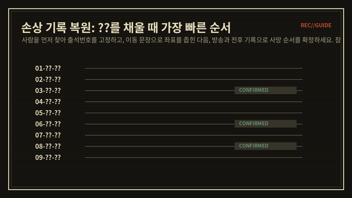 손상 기록 복원: ??를 채울 때 가장 빠른 순서