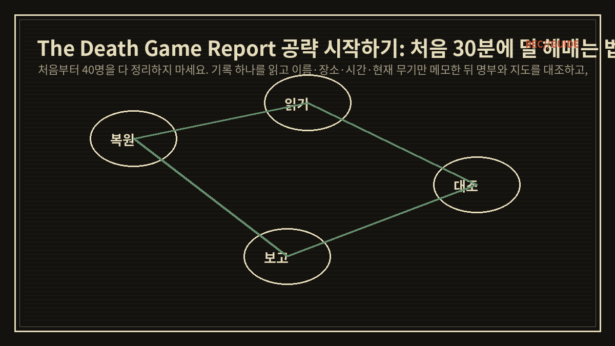 The Death Game Report 공략 시작하기: 처음 30분에 덜 헤매는 법