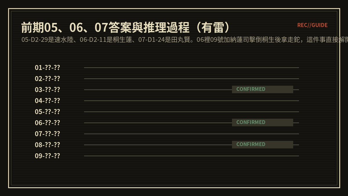 前期05、06、07答案與推理過程（有雷）
